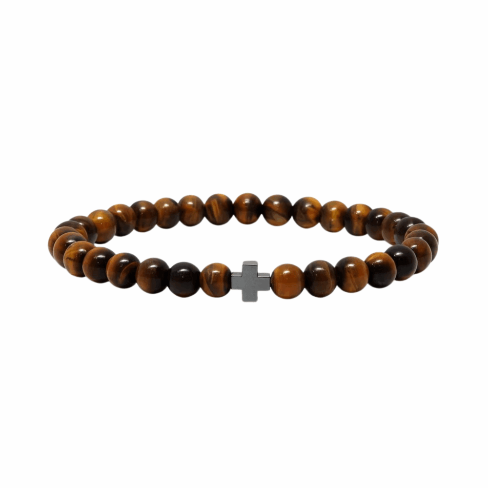 Ενεργειακό βραχιόλι μάτι της τίγρης με σταυρό